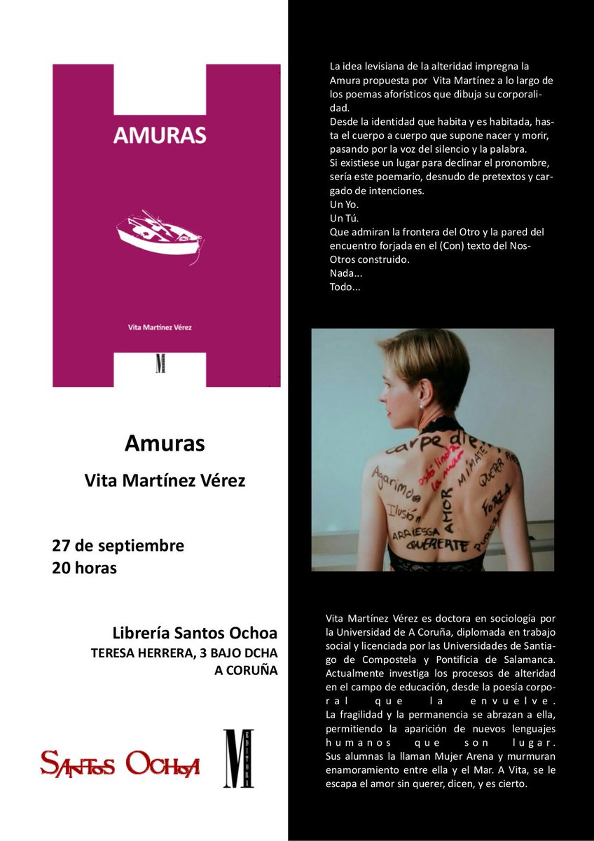 albertemoman's tweet photo. Amuras de Vita Martínez Vérez na Coruña. @VitaMartinezV #ACoruña #poesia #galicia #libros @ACorunaOcio https://t.co/ULmvA2xRaW