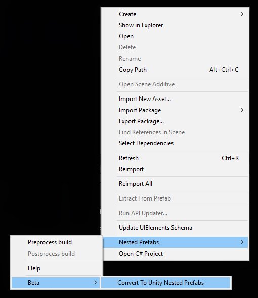 VDCafe's tweet image. A conversion script to convert our Nested Prefabs to Unity&apos;s nested prefabs has just been released in beta! Try it out in the new 1.4.0 build through the menu &apos;Assets/Nested Prefabs/Beta/Convert To Unity Nested Prefabs&apos; #unity3d #nestedprefabs #unitytips #gamedev