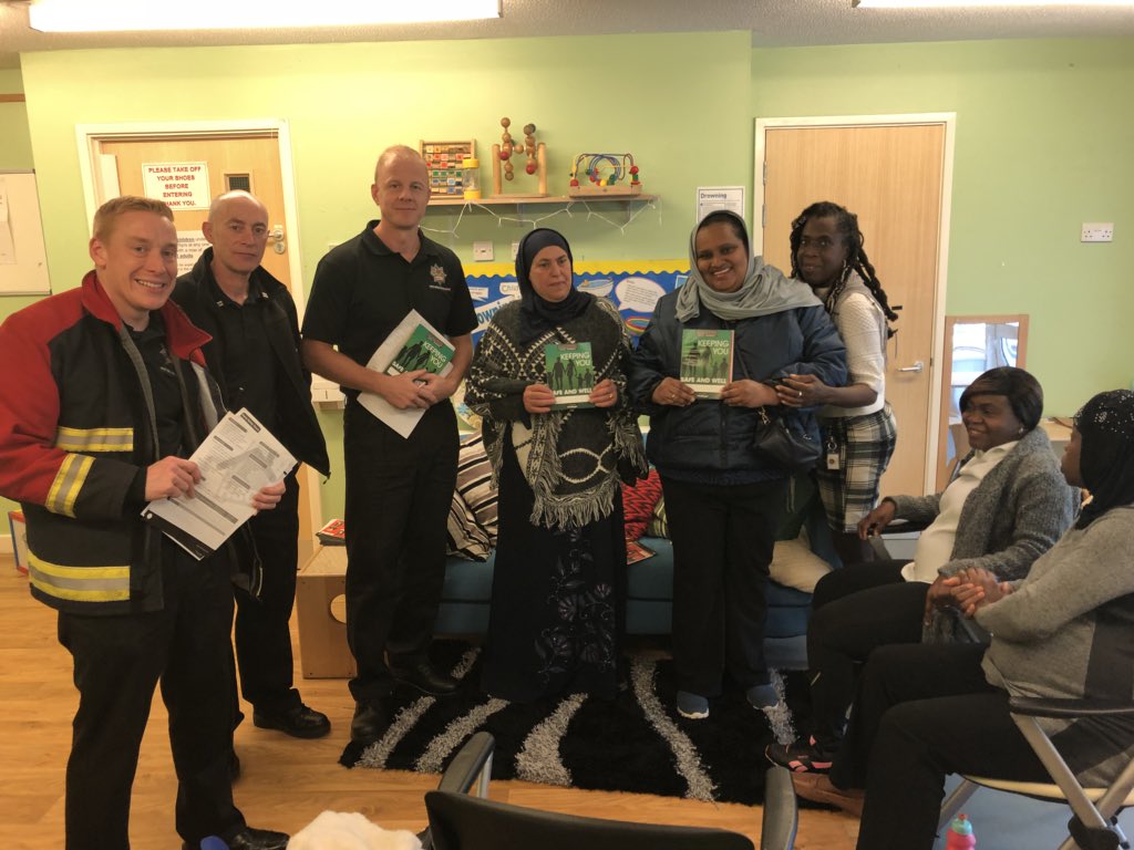 Binley blue watch delivering cooking safety information at the Woodside family hub, due to a high number of cooking related fires in the home in Willenhall, Coventry #watchwhatyouheat