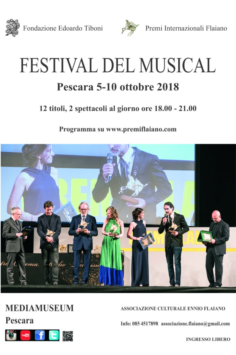 Dal 5 al 10 ottobre FESTIVAL DEL MUSICAL al Mediamuseum, con due proiezioni al giorno, 18.00/20.00.
Si parte con Mamma Mia, Premio Flaiano 2018 per la regia e migliori attori, per proseguire con titoli che hanno fatto la storia del Musical.
Vi aspettiamo!