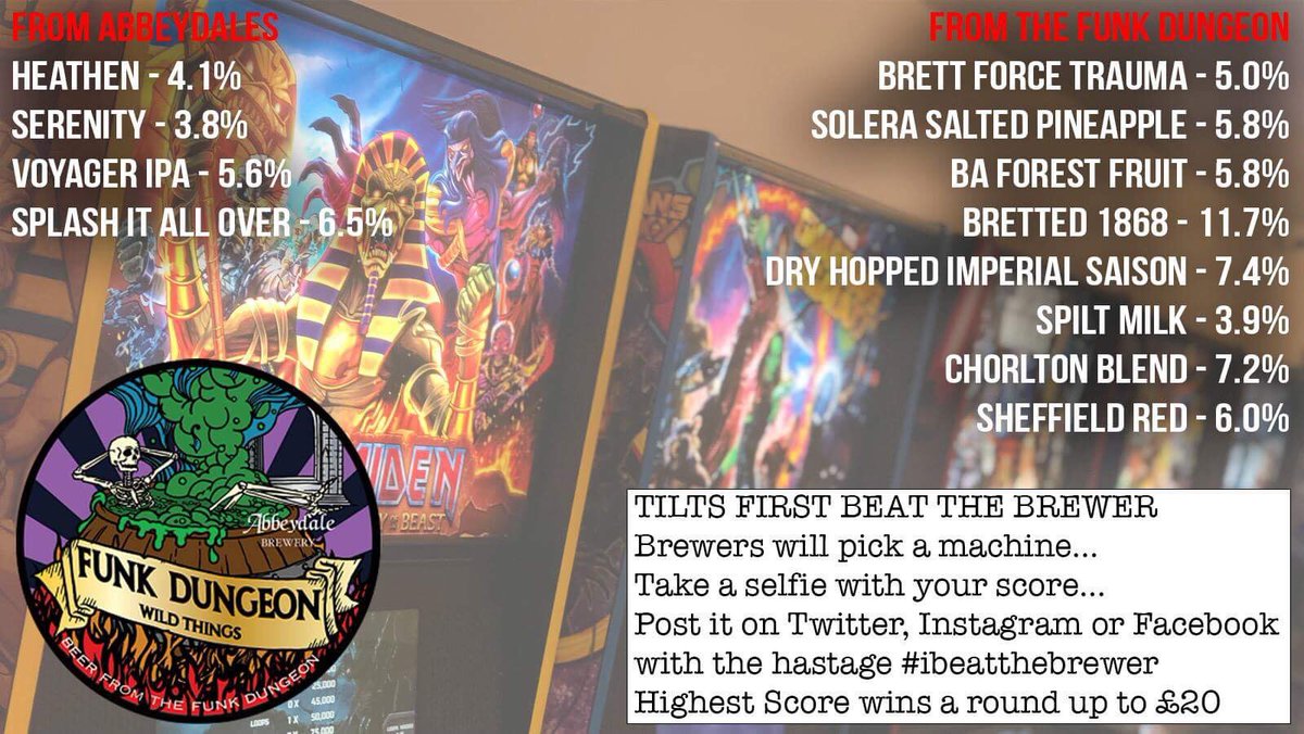 Tilt_Brum's tweet photo. 🚨 EVENT ALERT 🚨 It’s our first BEAT THE BREWER &amp; TAP TAKEOVER with FUNK DUNGEON (@AbbeydaleFunk) Friday 5th Oct 5pm... More details including draught list at https://t.co/kAss1CMYnr expect a funky good time! #craftbeer #bringthefunk #ibeatthebrewer #pinball 💪❤️🍺🏆🤪 https://t.co/ebsFCyMKJC