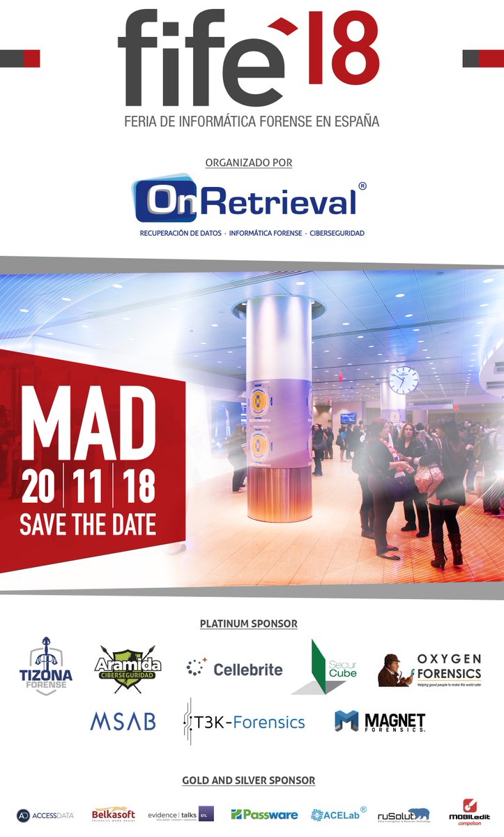 onretrieval's tweet photo. El 20/11 @onretrieval trae a España la última tecnología y las tendencias más innovadoras de los productos y herramientas de Informática Forense, directamente de la mano sus fabricantes en #fife18 https://t.co/j4hBKDMONm  #computerforensics #informáticaforense #digitalforensics https://t.co/DHZ1vGTNL9