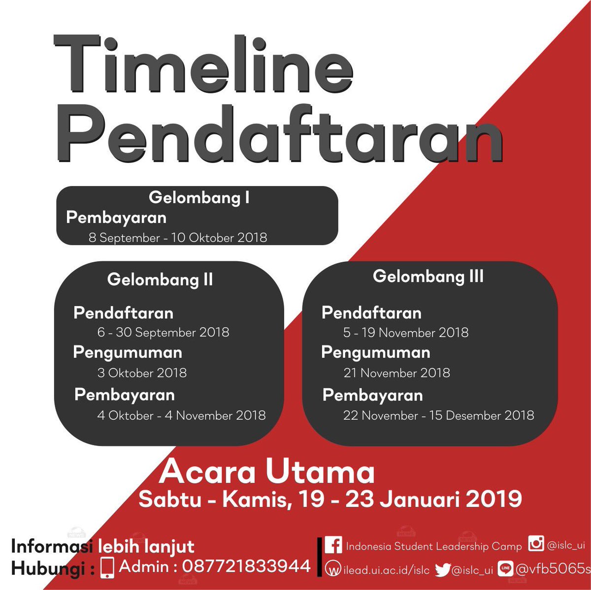 ISLC_UI's tweet image. Updated registration timeline per Sep 24, 2018: