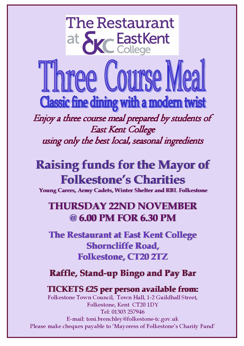 Folkestone TC (@folkestonetc) on Twitter photo Town Mayor of #Folkestone charity evening on 22 Nov - <a href="/EastKentCollege/">East Kent College</a> raising funds for Folkestone branches of @KentYoungCarers <a href="/PoppyLegion/">Royal British Legion</a> <a href="/KentArmyCadets/">Kent Army Cadets</a> #WinterShelter <a href="/RainbowCentre01/">Rainbow Centre</a> Town Mayor of #Folkestone charity evening on 22 Nov - <a href="/EastKentCollege/">East Kent College</a> raising funds for Folkestone branches of @KentYoungCarers <a href="/PoppyLegion/">Royal British Legion</a> <a href="/KentArmyCadets/">Kent Army Cadets</a> #WinterShelter <a href="/RainbowCentre01/">Rainbow Centre</a>