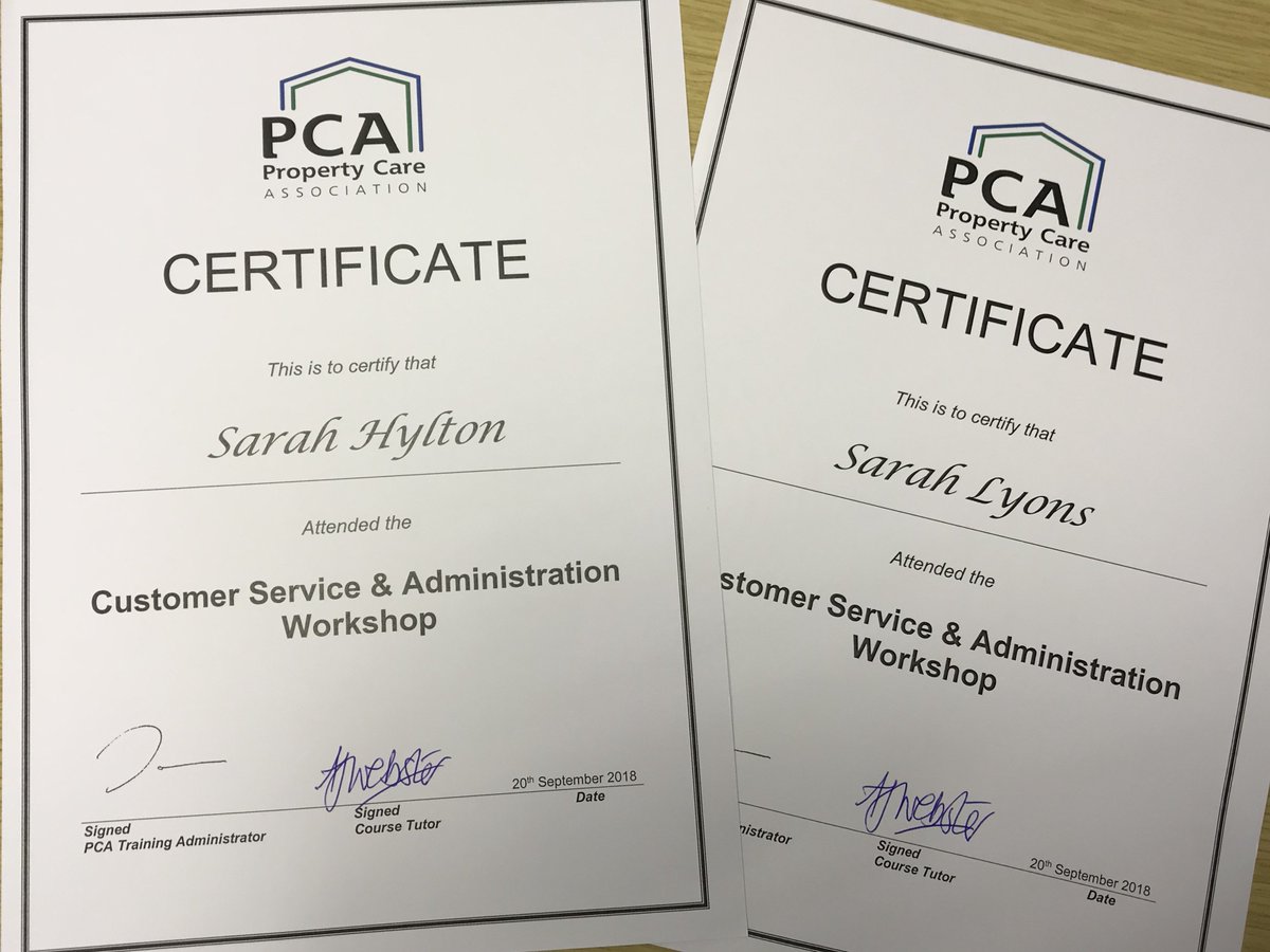 We always aim to give the best customer service to our client's. The <a href="/PropertyCareAss/">Property Care Ass.</a> customer service and administration workshop available for PCA members only was held last week. An extremely informative day and some exciting changes to be made soon !