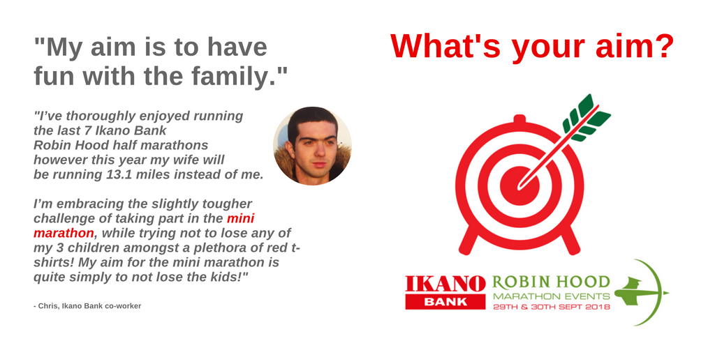 IkanoBankRetail's tweet photo. Our co-worker, Chris is running the #minimarathon with his children this year. What's your aim for this weekend's @RobinHoodHalf events? #RunNotts #RunTogetherNow 👟👟👟 https://t.co/vz2xIkErHk