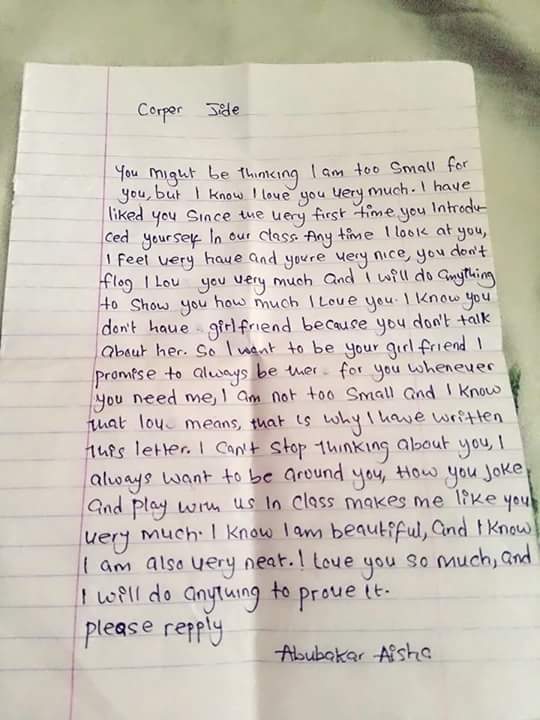 "I Want To Be Your Girlfriend, I'm Not Too Small" - Girl Sends Love Letter To Her NYSC Teacher %Post Title