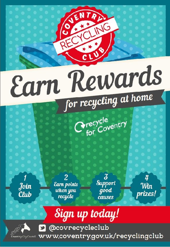 CovRecycleClub's tweet photo. We’re at Coventry University’s welcome week today 24/9/2018, come and find us at The Hub 11–3. If you’re not already a member of Coventry Recycling Club you can sign up at the stand for your chance to win one of our fabulous prizes. #welcomeweek #recycle #coventry #coventrydoes https://t.co/pC4CTBumWo