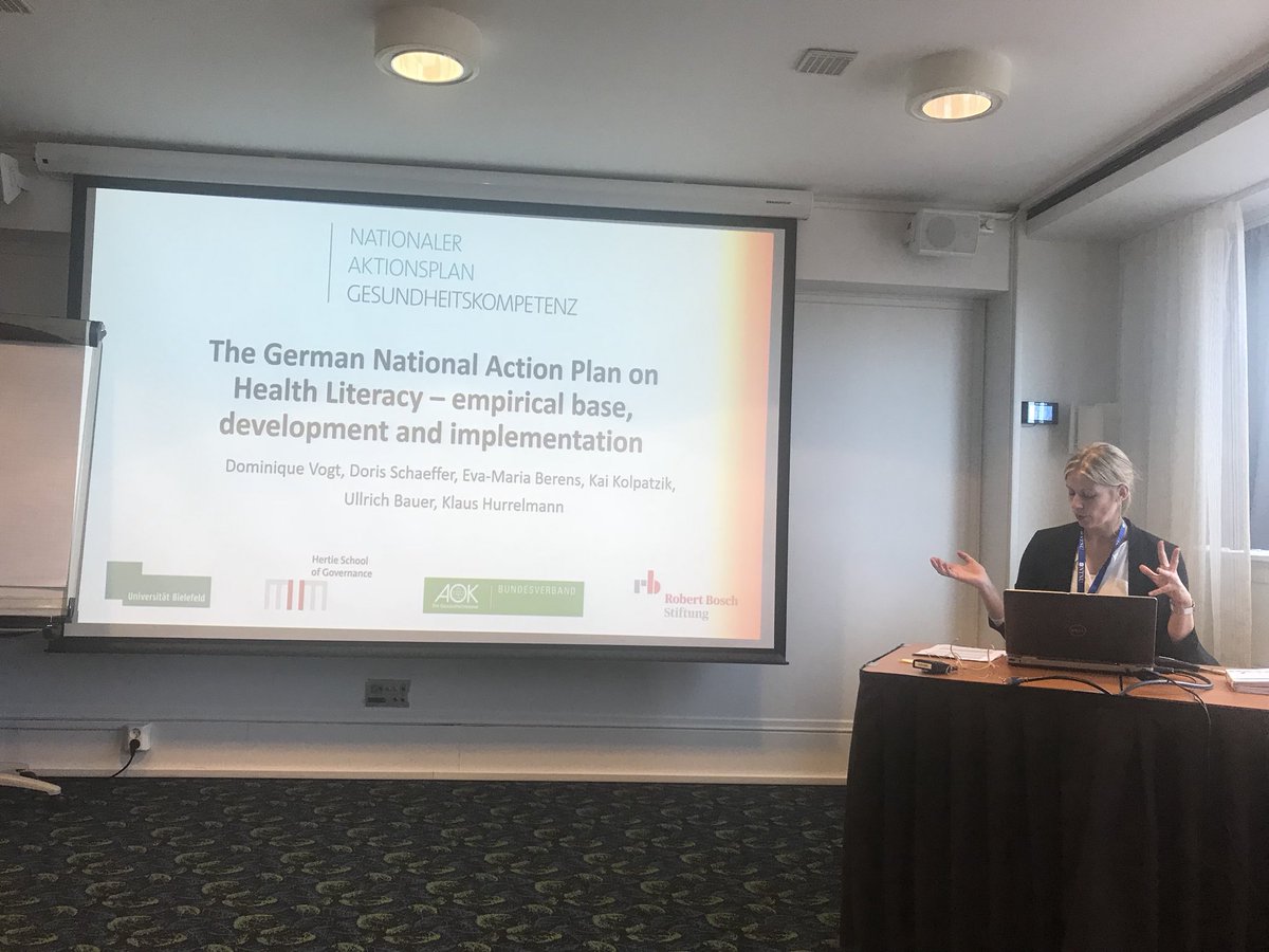 k_srensen's tweet photo. Dominique Vogt presents the German National HealH Literacy Action Plan at #IUHPHE2018 highlighting the impact of evidence for political action #healthliteracy #mpohl #healthliteracyeurope https://t.co/NX97pGctQ7