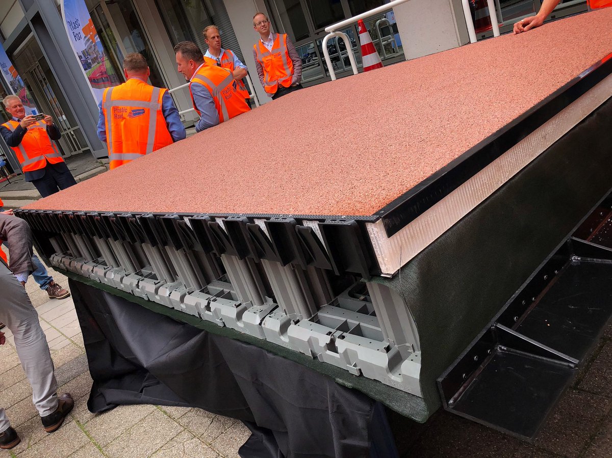 DutchUrbanIndex's tweet photo. Make from a plastic problem an #advantage. World's first #plastic #bicycle #path in @gemzwolle. Bicycle #infra #inventions from the #Netherland. 'S werelds eerste kunstof fietspad gemaakt van hergebruikte flessen. Aangelegd in #Zwolle. @fietsersbond @FietsersbondBE @050fietsstad https://t.co/dPUkpLcX15
