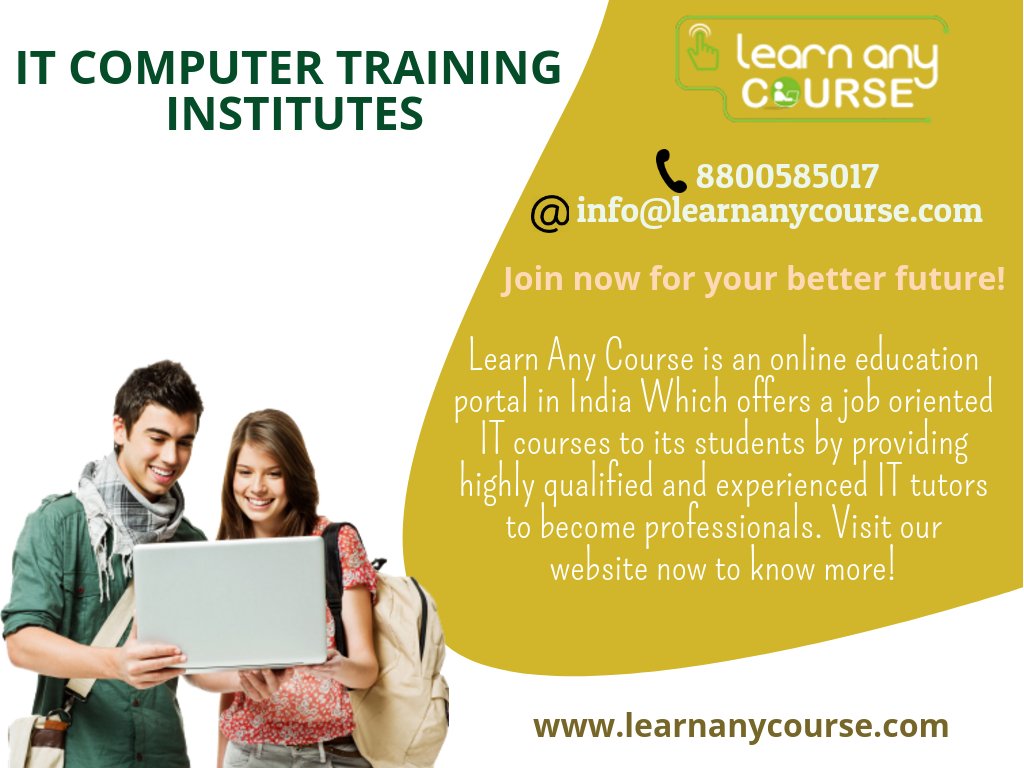 Learnanycourse's tweet photo. Become a certified IT Professional. Contact us @LearnAnyCourse
l Learn Any Course offers a wide range of career options to its students
l Provide professional training with highly experienced faculty
#IT #Training_Institutes
For more info: info@learnanycourse.com https://t.co/ZmwIhO0yD1