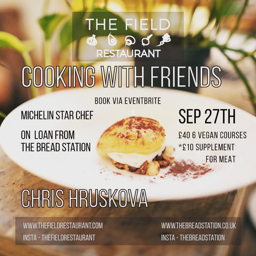Join us for a vegan feast sensation this Thursday 27 Sept as former Michelin star chef <a href="/ChrisHruskova/">Christoffer</a> steps into our kitchen with us to cook a 6-course plant-based tasting menu at The Field #trioofchefs #vegan #londonfields #londonrestaurant Book tickets bit.ly/thefieldLDN