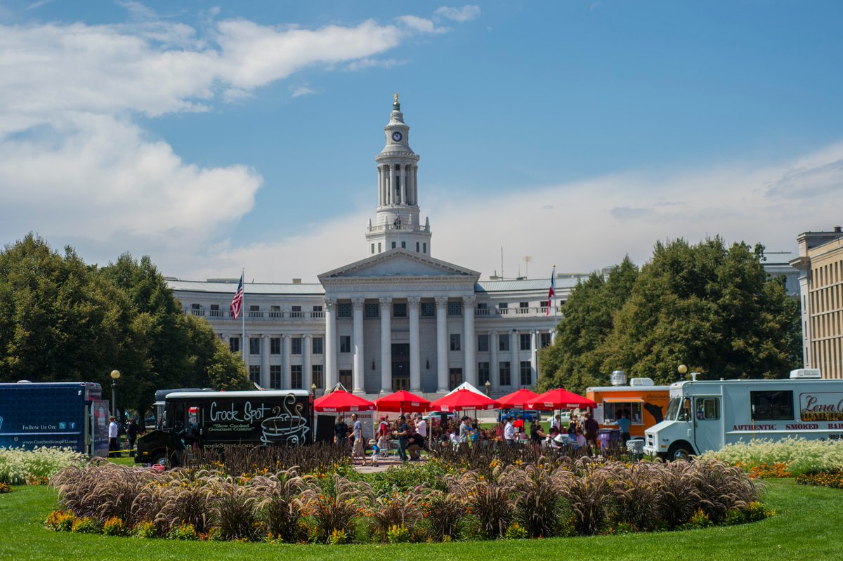 CivicCenterPark's tweet photo. Grab a delicious food truck lunch & visit the @DenverElections mobile Vote Center tomorrow 9/25 at Civic Center EATS. You can register to vote, renew your registration & get info - now that's "Eating Civically!" 11a - 2p Civic Center Park #CivicCenterEATS #CCEATS #NVRD2018 https://t.co/oRYmK6zv2C