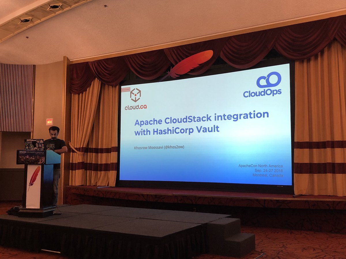 dagsonstebo's tweet image. Khosrow from @CloudOps_ interesting talk on using @HashiCorp  Vault with @CloudStack #cloudstackworks #CCC18 #ApacheCon