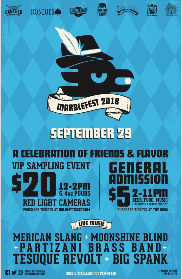 MarbleBrewery's tweet photo. We’re just days away from #MARBLEFEST2018! Hurry get your VIP Tasting Session tix now THEY WILL GO UP TO $25 THE DAY OF THE EVENT (Saturday)! Tag your fun-loving friends! 7 other breweries will be there! Live music all day! https://t.co/GuGFAI24Ju https://t.co/aQ5EwhnzJm