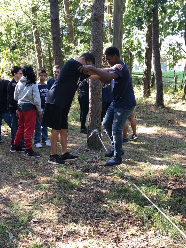 MrTavelaris's tweet image. Team building with 8th graders in @GatesChiliMS Bridges class today.  Thanks to @YMCA Camp Arrowhead.  #GCPride