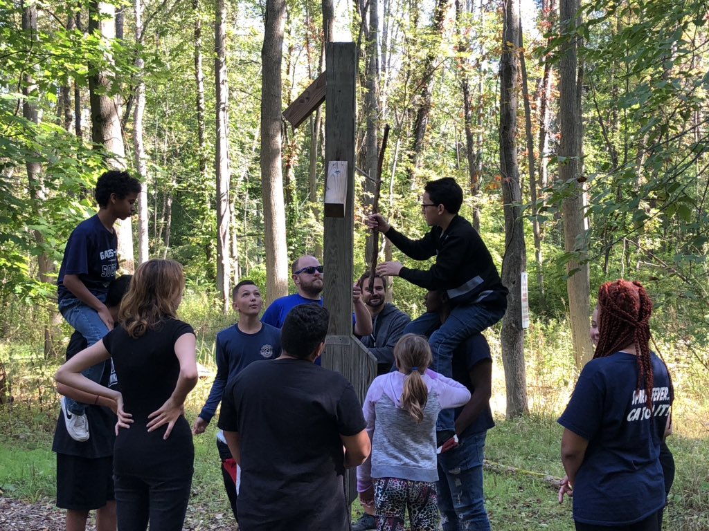 MrTavelaris's tweet image. Team building with 8th graders in @GatesChiliMS Bridges class today.  Thanks to @YMCA Camp Arrowhead.  #GCPride
