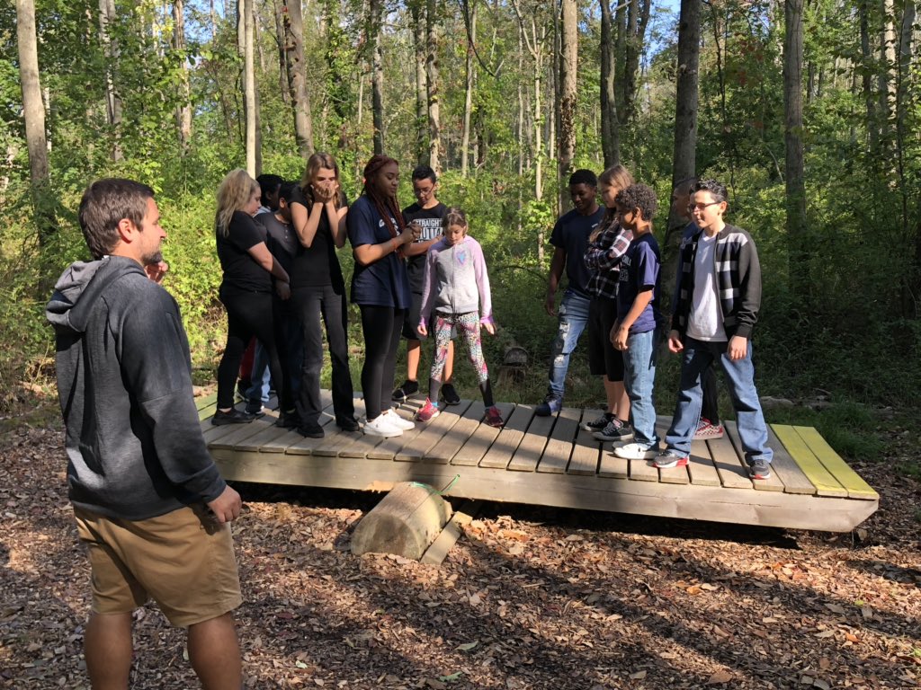 MrTavelaris's tweet image. Team building with 8th graders in @GatesChiliMS Bridges class today.  Thanks to @YMCA Camp Arrowhead.  #GCPride