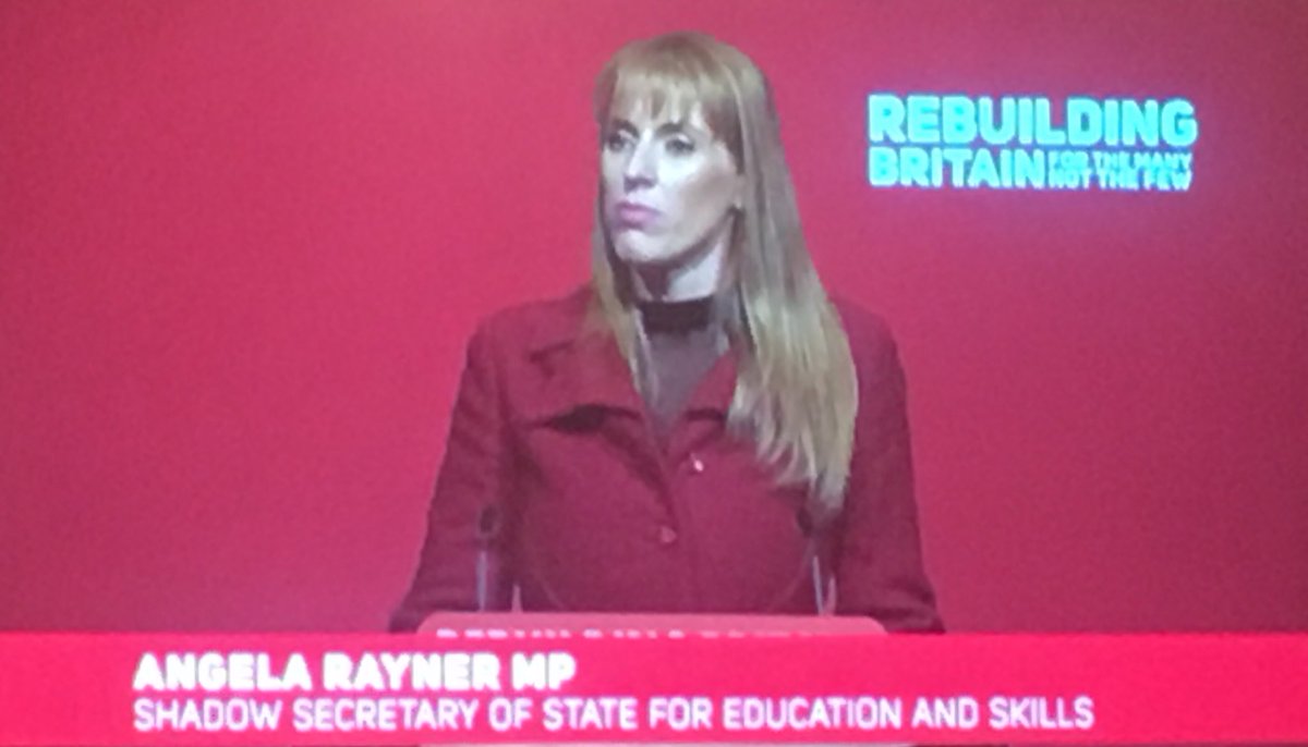 Passionate speech by <a href="/AngelaRayner/">Angela Rayner</a> 
- Massive expansion of early years to reduce inequality &amp; expand free FE to give second chances.
- Return schools to democratic control 
- Working with experts on curriculum &amp; assessment
- Ending the supply agency rip off.
NES Cradle to Grave