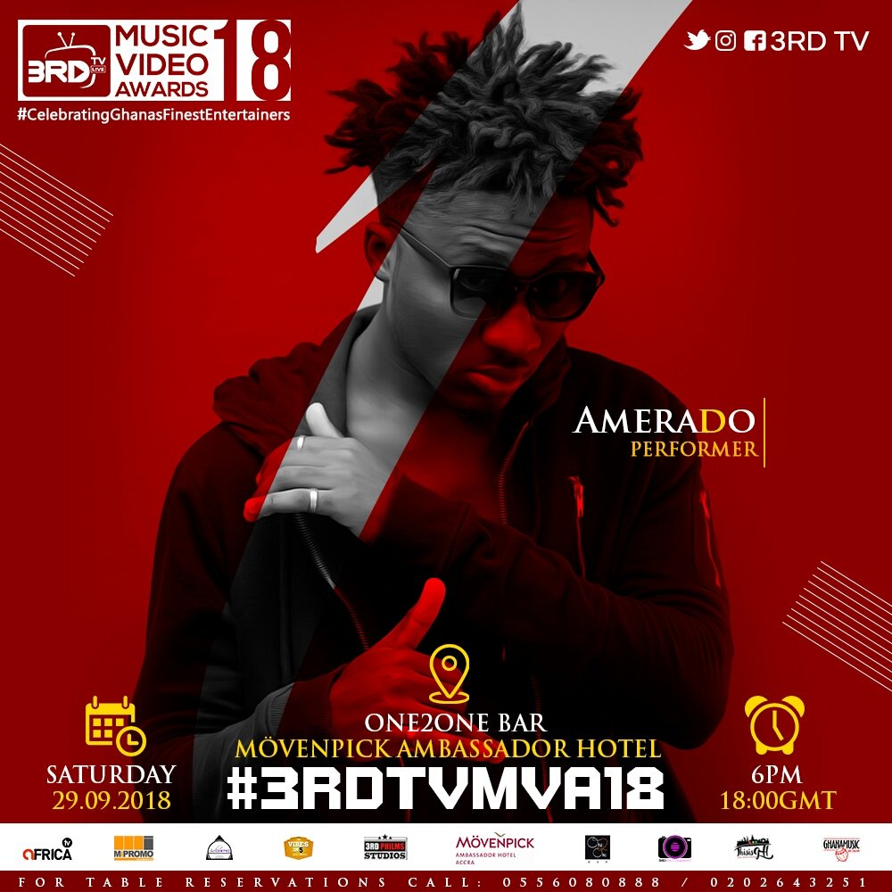 I might be winning my first award this Saturday as we march to the Movenpick Ambassador Hotel for @3rd_tv 's MUSIC VIDEO AWARDS. AMERADO is performing live!! Dont miss it. #BiibiBa #Menp3 #RedemptionFreestyle #CelebratingGhanasFinestEntertainers