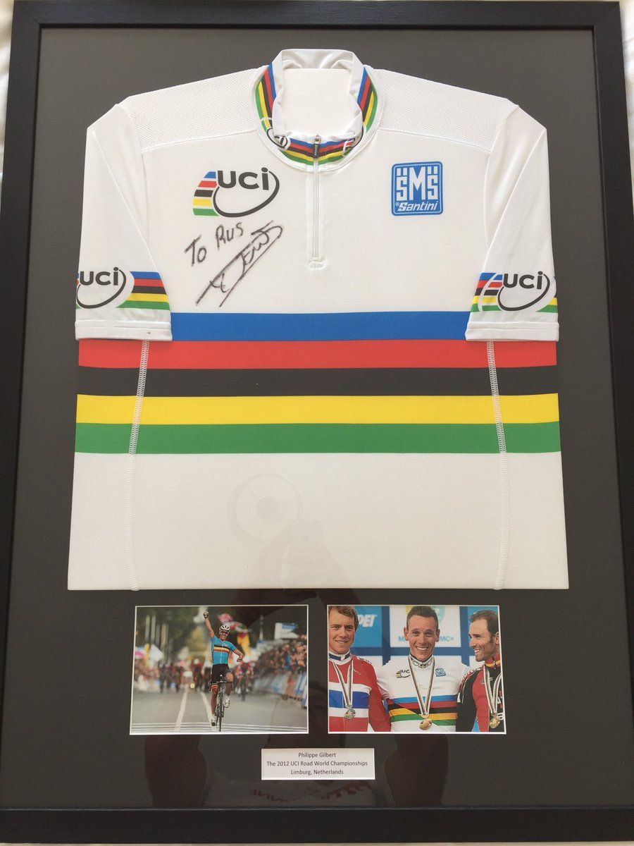 SpuriousRST's tweet photo. @PhilippeGilbert @Corkman_MC Finally got your worlds jersey framed #6yearslater #winanotherone https://t.co/y3fTtIeK6d