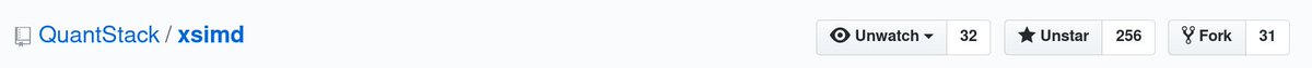 wolfvollprecht's tweet image. Milestone reached: we&apos;ve got 256 stars for #xsimd. That means we&apos;ve got as many stars on xsimd as there are bits in a AVX register! 
In other news: we&apos;ve got all integer types for AVX and SSE and, the big one, #pythran switched to xsimd from boost.SIMD and all tests are passing!