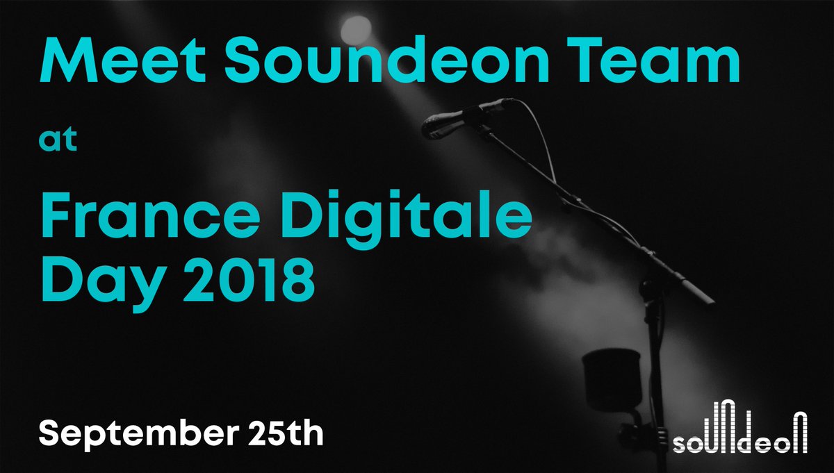 We are heading to France Digitale Day 2018!

Soundeon team will be at the one of the top tech events in Europe to discuss the latest  trends and future innovations. If you're around, let's connect, message us to set up a meeting!
francedigitale.org/FDDay/
#FDDAY