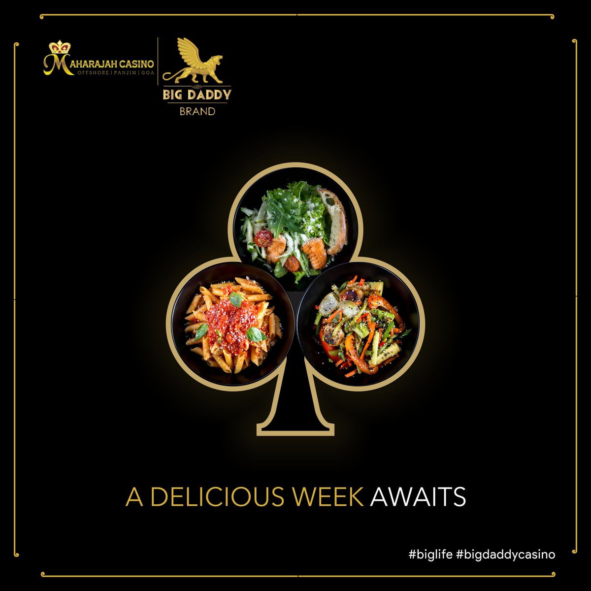 bigdaddygoa's tweet photo. You are in for a delicious week with appetizing meals to tease your tastebuds and thrilling gaming experiences to tantalize your senses.

#BigMondays
#MaharajahCasinobyBigDaddy
#BigDaddyCasino
#Casino
#BigLife
#GoaCasino
#Goa
#OffTheShore
#BigWin
#DiningGoa https://t.co/AMrYAop1uZ