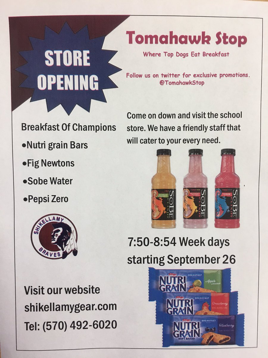 TomahawkStop's tweet photo. The School Store will be opening on the 26th fellas!! https://t.co/SS8dlYFMoZ