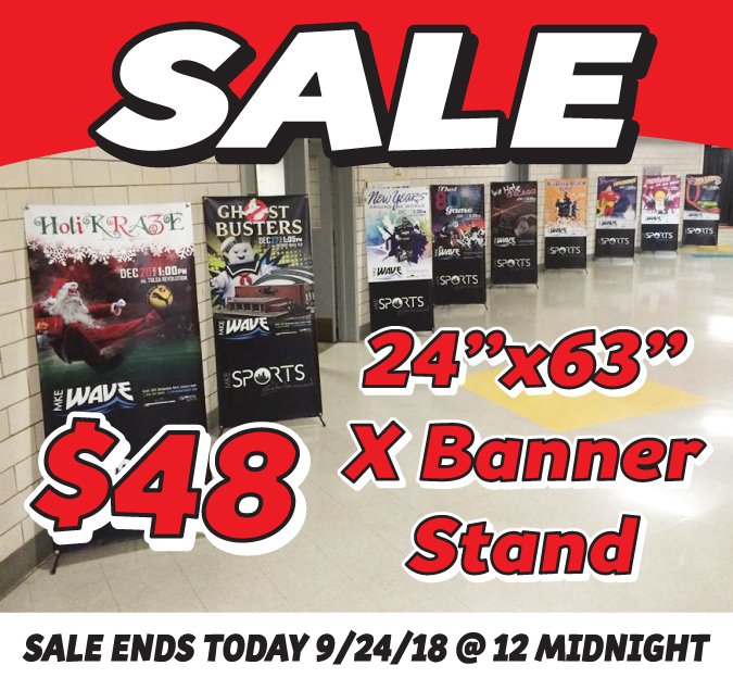 24"x63" X Banner Stand with Banner SALE ONLY $48 each - SALE SEND TODAY 9/24/18 milweb1.com/banner-stands/…