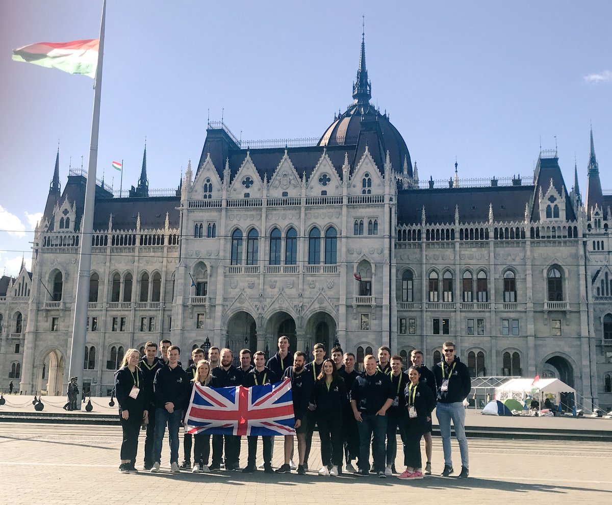 #TeamUK have landed in sunny Budapest at Parliament Square! 🇭🇺😎

The EuroSkills 2018 Opening Ceremony begins tomorrow night. 

#euroskillsbudapest2018 @EuroSkills_info #worldskillsuk #euroskills #budapest