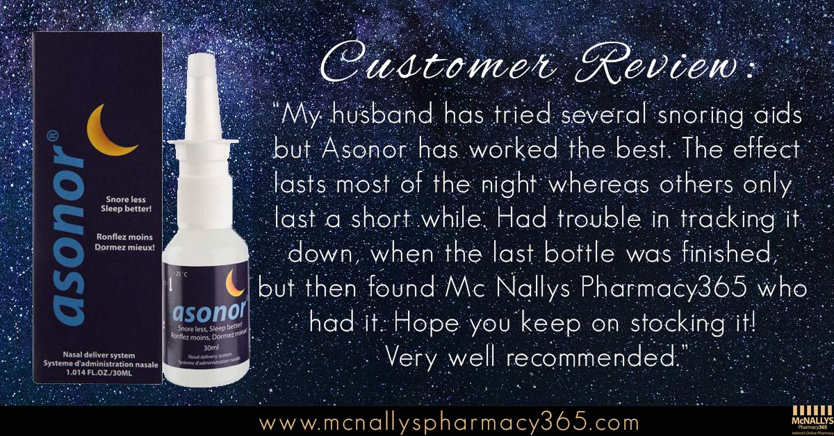 McNallysPharmacy 365 on Twitter: "One of our lovely customers got in touch  to share their experience using Asonor's Anti-Snoring Nasal Spray! Have you  tried it yet? Find out more about it here;