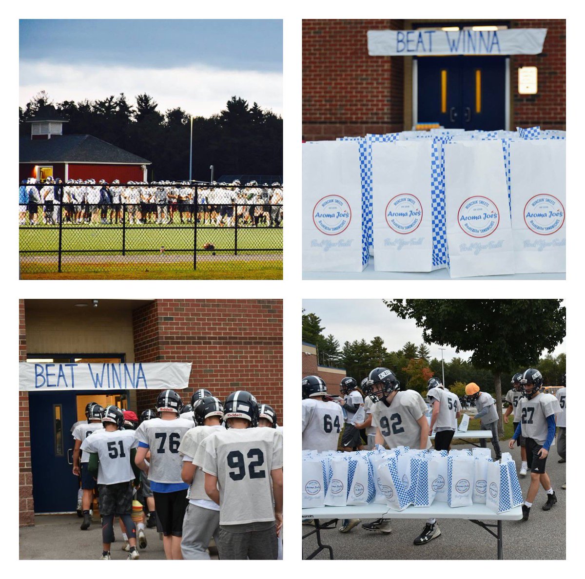 ehshawkball's tweet photo. BEAT WINNA🏈 A big THANK YOU to Exeter Boosters for all you do and to @AromaJoesCoffee for the donations! Great way to start WINNA WEEK🏈 #GoHawks https://t.co/fOueLWr9ns