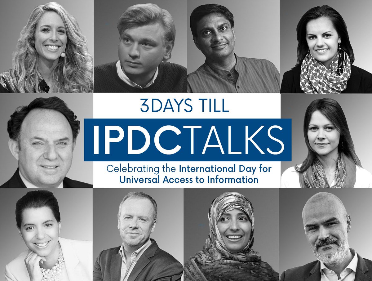 UNESCO's tweet image. 3⃣ days to go until #IPDCtalks!

Ask any of the incredible speakers a 🙋‍♀ 🙋‍♂ about their work and #AccesstoInfo using #IPDCtalks. 

Stream live and be inspired about your #RightToKnow.

For speakers &amp;amp; ℹ  en.unesco.org/ipdc-talks-2018