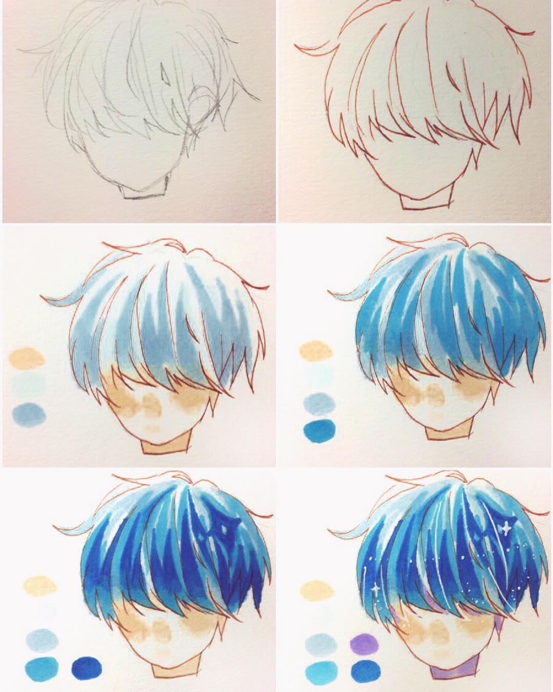 How to draw and color anime hair