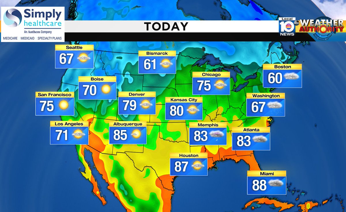 Here is the national forecast for today Presented by Simply Healthcare https://t.co/Rpm1m8L4fW