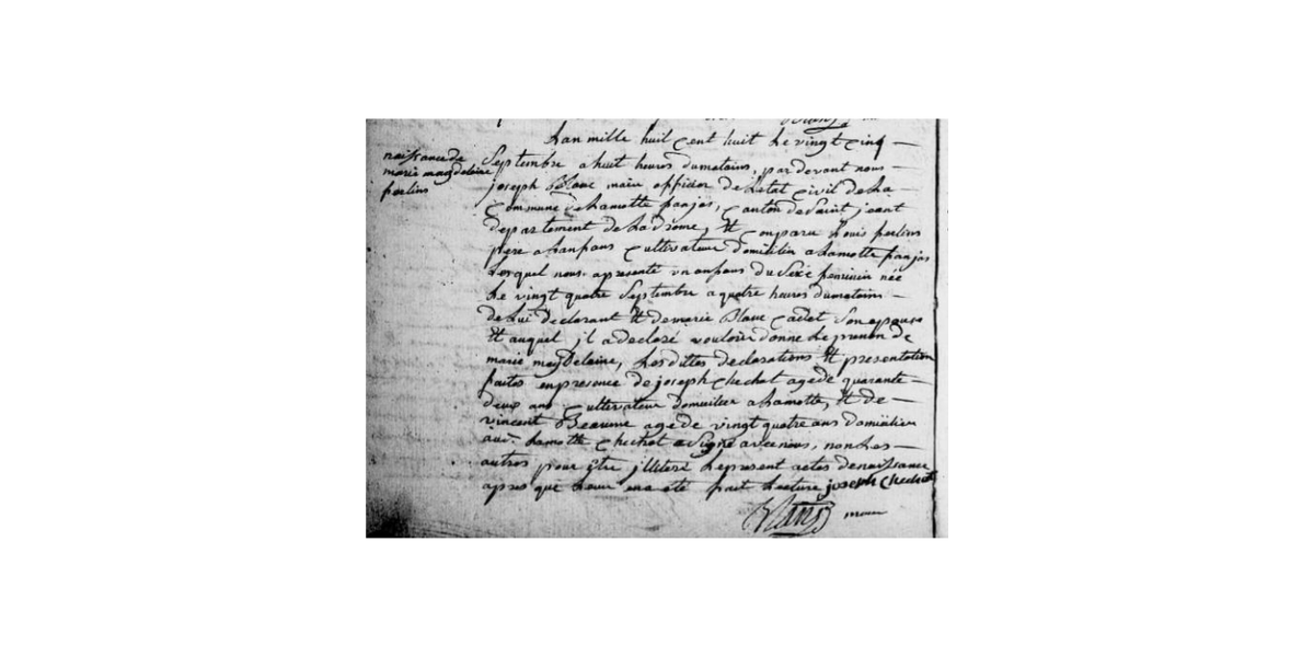 LDGenealogie's tweet photo. #1J1Collatéral #FERLIN Marie Magdeleine tu es née ce 24/09/1808 à La Motte Fanjas (26) fille de mes Sosas 108-109 : Louis &amp; Marie Magdeleine #BLANC-CADET
Tu es la soeur aînée de mon #AAAGP Jean Louis époux de #MORARD Marie Jeanne Caroline. Tu épouses #BOREL Pierre, le 10/07/1836. https://t.co/XsTuRcqLWa