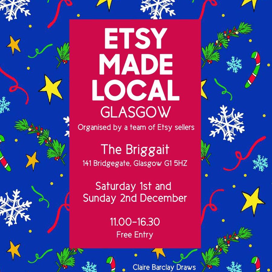 Back for its 4th year #etsymadelocal is on the first weekend in December at the Briggait @waspsstudios Glasgow. All the information is here facebook.com/events/1929517… #glasgowetsy #etsymadelocaluk #EML18