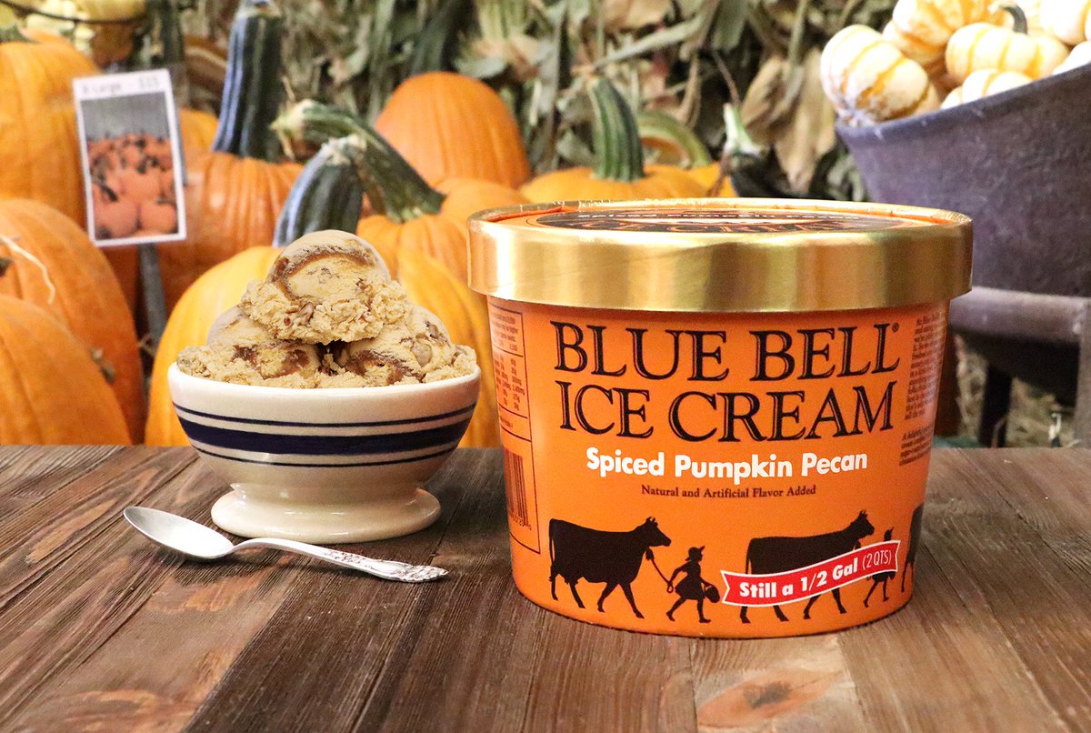 We love a good Spiced Pumpkin Pecan Ice Cream this time of year! The flavor returns to stores beginning today.  Spiced Pumpkin Pecan is a delightful spiced pumpkin ice cream combined with tasty sugar-coated pecans and a rich cinnamon-honey-praline sauce.