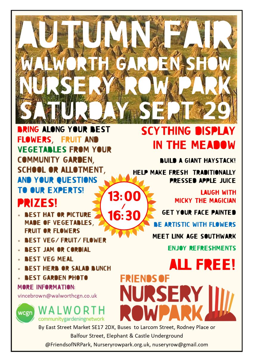 #Walworth Garden Show & Autumn Fair on Saturday with @FriendsofNRPark & @CgnWalworth