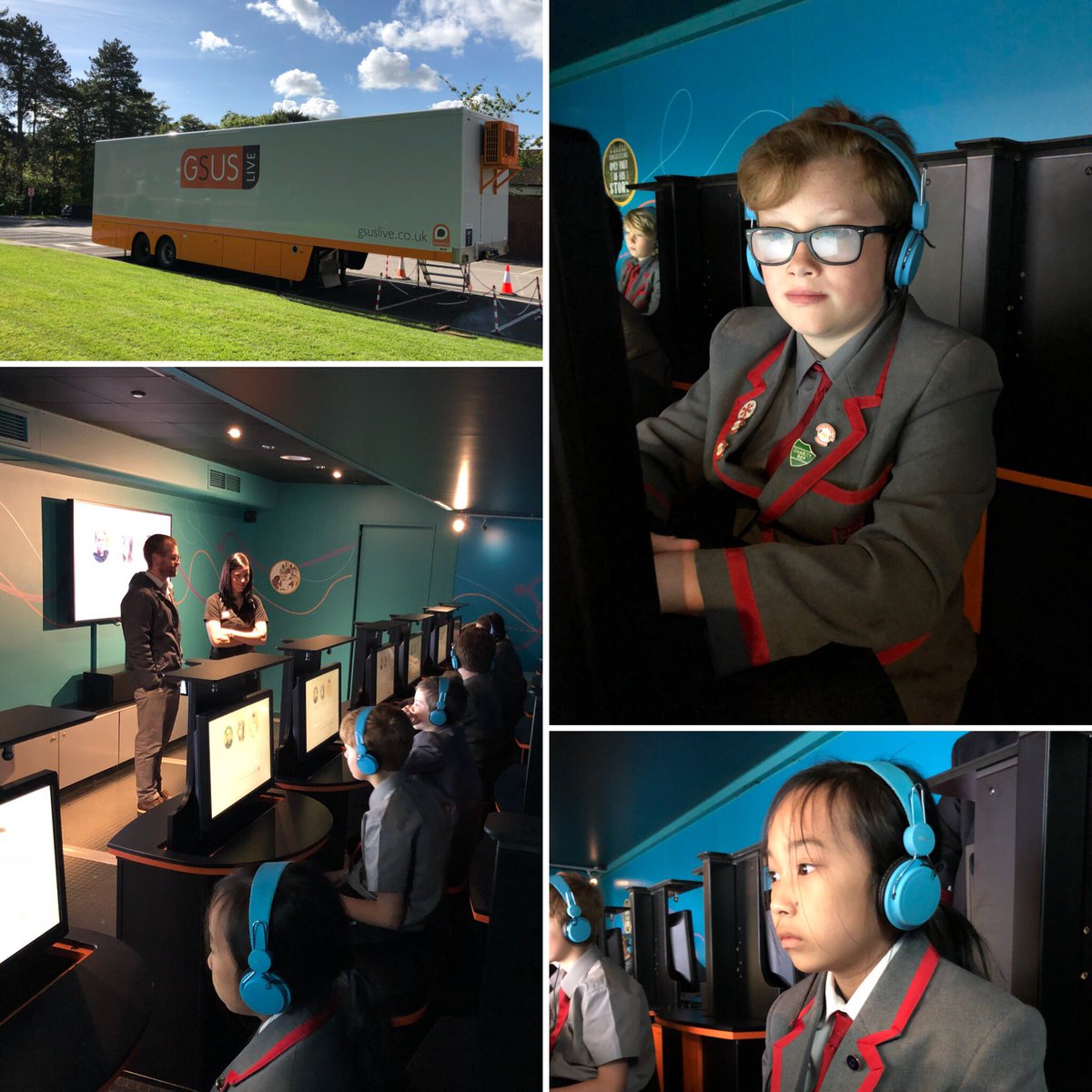 RougemontSchool's tweet photo. GSUS Live comes to Rougemont! Pupils take their Religious Studies lessons to the mobile GSUS classroom this week learning about Christianity in the 21st century. #RougemontReady #GSUSLive https://t.co/sFYB0OL08f