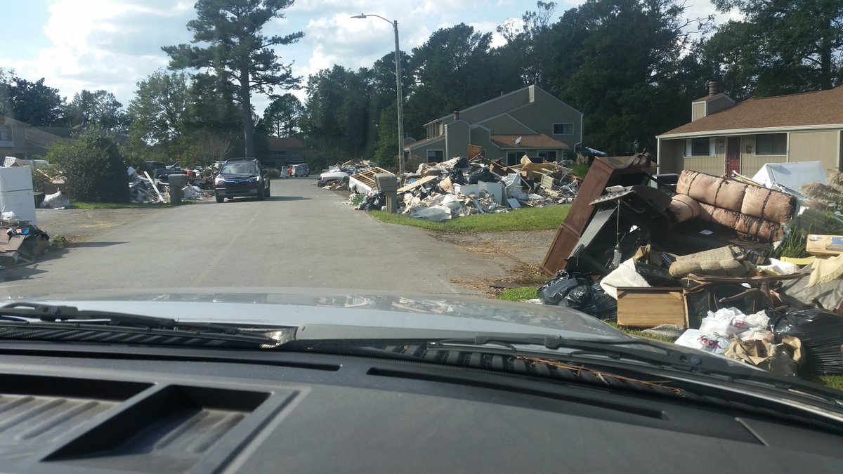 PCIMT3's tweet photo. Our last day in Craven County. Our replacement team is here shadowing us and will take over tonight. Here's a couple pictures of just some of the hard hit areas. Some of these folks have a long road to go. https://t.co/HmOSkzf9aF