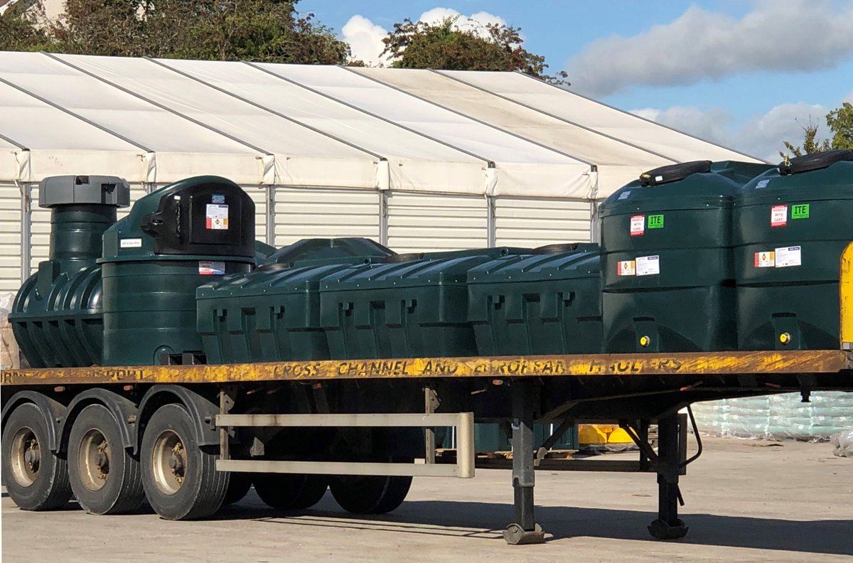 Another great start to our week. Here you can see a good cross section of our underground and above-ground oil tanks being readied for delivery to one of our customers. #HarlequinMFG, #StorageTanks, #BundedOilTanks, #UndergroundOil, #BundedDieselTanks.