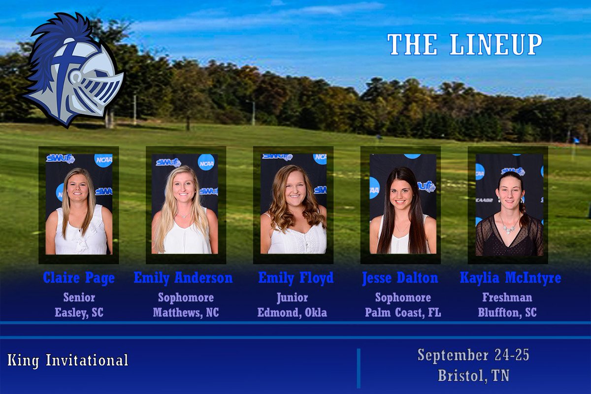 SWUWarriors's tweet photo. . @swu_golf ladies travel to Bristol, Tennessee to take part in the King Invitational! Check out the starting five #TeamSWU #swugolf #onewarrior #swulife #swugolf #confcarolinas #nccaa https://t.co/fdLlt9PEDi