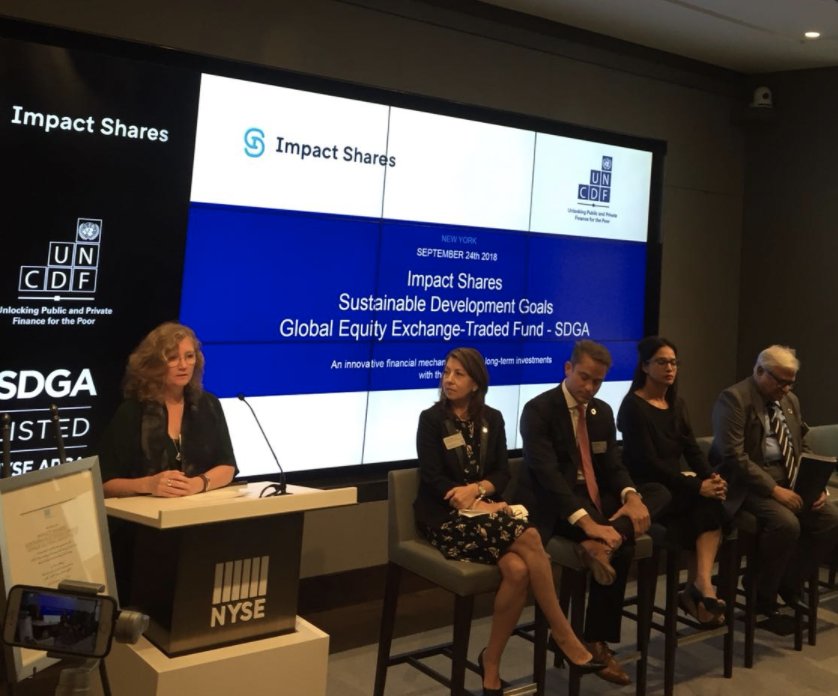 UNCDF's tweet photo. State Secretary for Global Development and International Climate Policy of Sweden, Eva Svedling, speaks at the #UNCDFETF launch at the @NYSE. #NYSE $SDGA @SweMFA @SwedenUN ๐ธ๐ช https://t.co/VATSpAb825