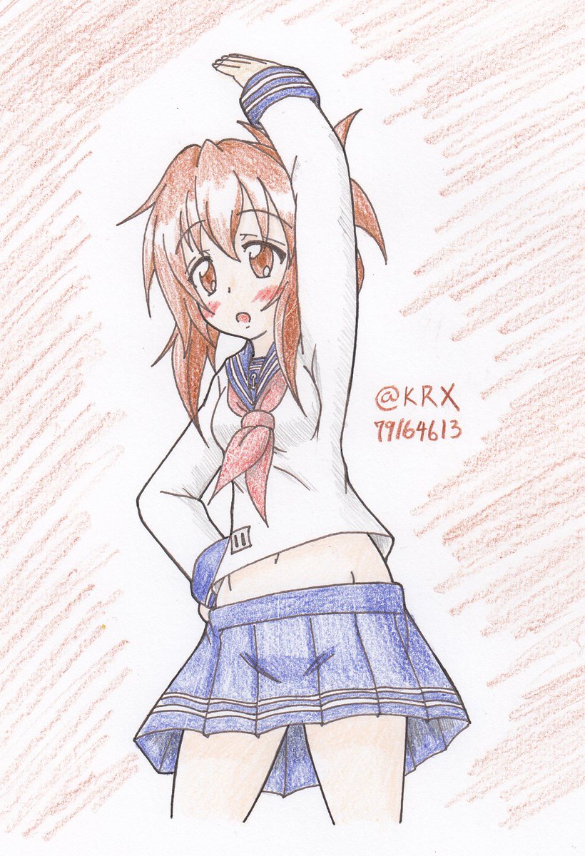 #艦これ版深夜の真剣お絵描き60分一本勝負 
 #艦これ版真剣お絵描き60分一本勝負_20180924
 #電
ラジオ体操電ちゃん 