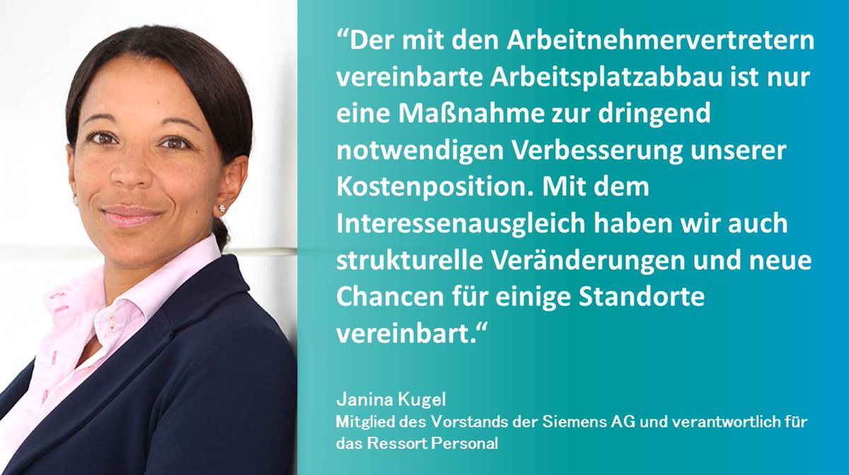Einigung bei <a href="/Siemens/">Siemens</a> über Maßnahmen zur Verbesserung der Wettbewerbsfähigkeit ➡ Interessenausgleich für PG und PD erzielt | Avisierte Kostenersparnis bei PG von rund 500 Mio. € weltweit, davon 270 Mio. € in Deutschland sie.ag/2Dp6Ps3