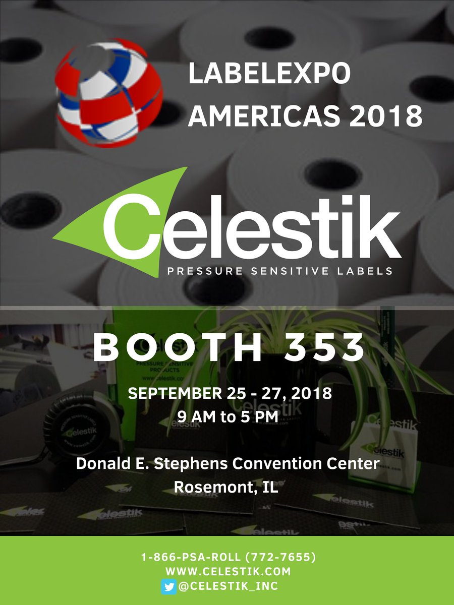 Attending the show this week? Come say 'Hi' to our friendly team at booth 353. We have tons of #Celestik goodies waiting for you! 🍬

#LabelexpoAmericas #labelexpo #labelexpo2018 #labeling #labels #labelstock #coatedpaper #siliconecoated #pressuresensitive #supplier