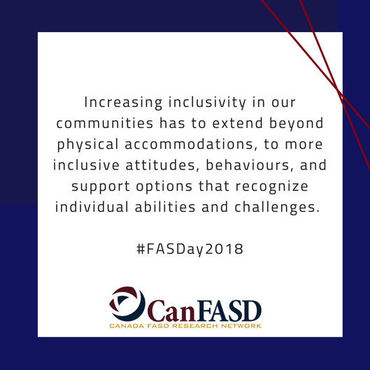 CanFASD's tweet photo. #FASDay2018 Fact #23: Increasing inclusivity in our communities has to extend beyond physical accommodations, to more inclusive attitudes, behaviors, and support options that recognize individual abilities and challenges.
For more information: https://t.co/3y2J3ukCag https://t.co/9HEqypU0RZ