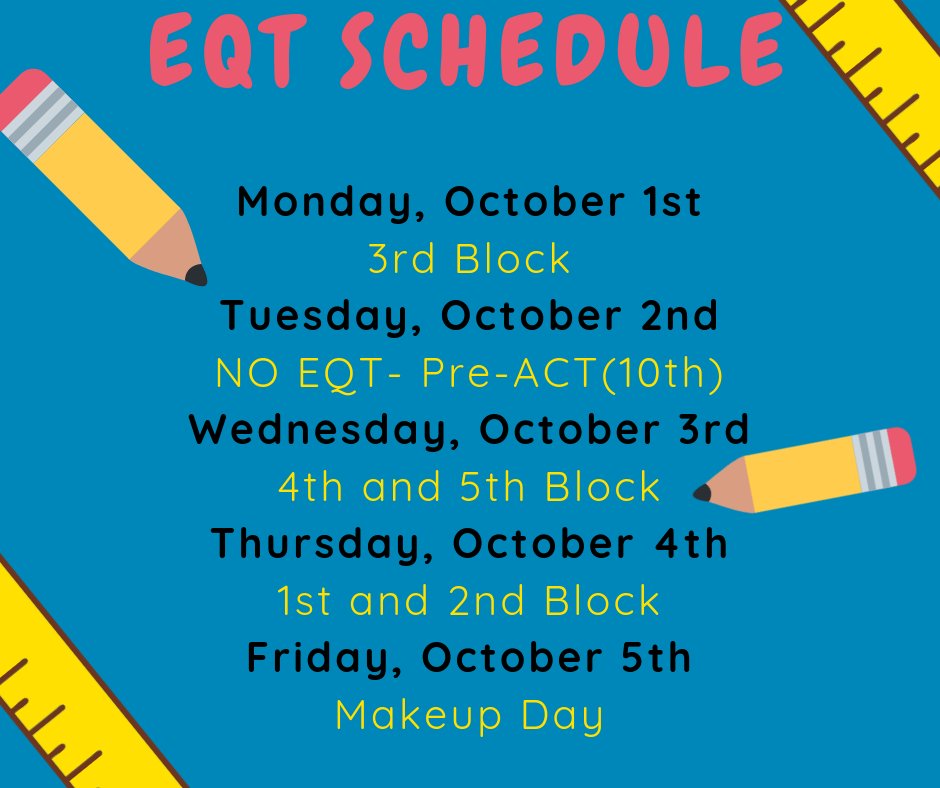 MGM_Vikings's tweet photo. Parents, here are the dates for our 1st quarter EQTs. Please make sure  your child(ren) is in attendance on these days as well as every other day. Attendance is vital to a student doing well in school. @MobilePublicSch https://t.co/5EGU196OGv